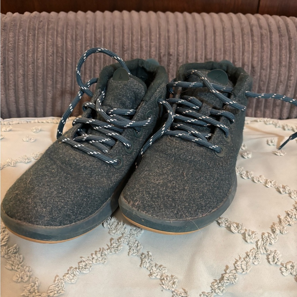 Allbirds teal wool high top sneakers